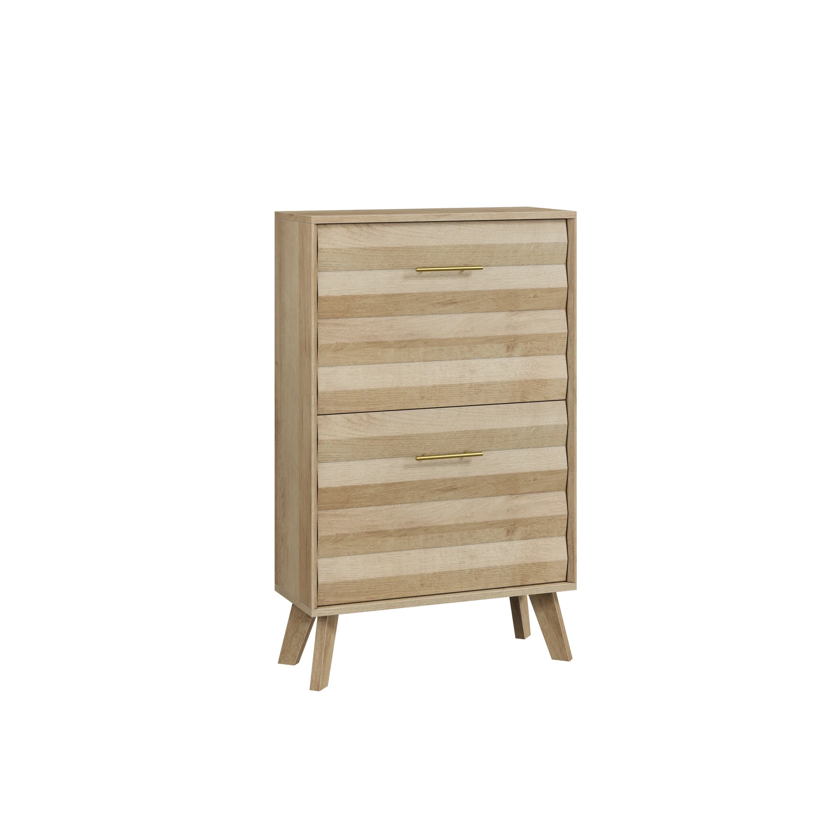 24 in Oak-Look Slim Flip-Drawer Shoe Cabinet